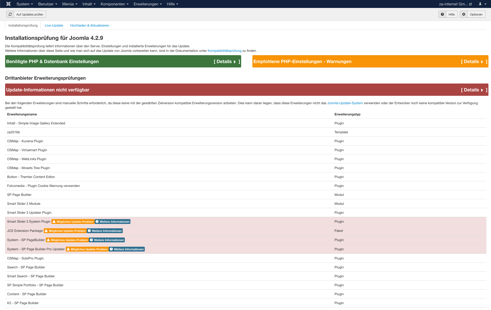 Joomla Kompatibilitaetspruefung