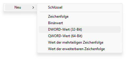 DWORD Schlüssel erstellen